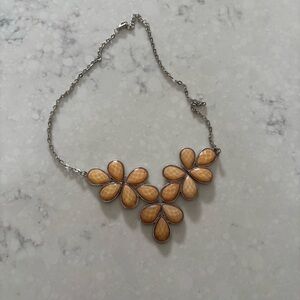 Statement Necklace Beige/Peach Orange Color with silver/chrome colored hardware
